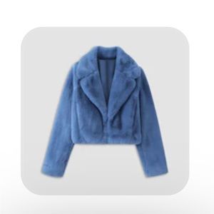 Teddy Collared Coat - blue